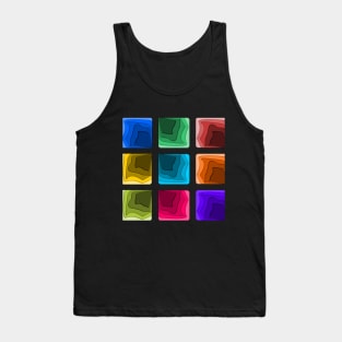 Multicolor Square Abstract Pattern Tank Top